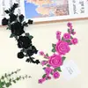 Parche de Tela Bordado con Lentejuelas de Flor Tridimensional Decoración Hecha a Mano para Ropa, Bolsos, Cheongsam, Accesorios Negros de Nuevo Estilo Chino