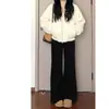 Jeans de Pierna Ancha Acampanados para Mujer con Forma de Cuerpo de Pera Negra, Forrados de Polar para Invierno, Engrosados, Corte Holgado, Tallas Grandes, Pantalones Adelgazantes de Pierna Ancha