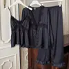 Pijama Estilo Zhao Lusi Pijama de Seda Helada Conjunto de Tres Piezas de Manga Larga y Pantalón Largo para Mujer Estilo Princesa Casual Delgado Ropa de Casa