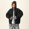 Chaqueta de gamuza con cuello mao para uso diario, versátil para estilo urbano, inspirada en ropa de trabajo, casual retro, estilo corto desgastado, unisex