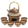 Set de Estufa de Té de Madera Estilo Japonés con Base para Tetera, Calentamiento con Vela, Estufa de Té para Exteriores, Tetera y Tazas de Té Juego Completo