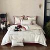 Estilo Coreano Casamento Conjunto de Quatro Peças em Algodão 100S com Laço Colcha de Algodão Matelassada Cobre-leito Roupa de Cama Casamento