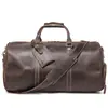 Bolsa de Viagem Retro Couro Cavalo Louco Europeia e Americana Camada Superior Couro Bovino Portátil Bolsa de Bagagem Fitness Bolsa Transversal de Ombro para Sapatos de Couro