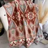 Bufanda Popular de Imitación Cachemir Otoño e Invierno 2025 Chal de Estilo Étnico para Mujer Chal Exterior Caliente Jacquard Retro con Borlas