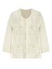 Abrigo Largo de Lana Egipcia Color Oro Doble C Taller Real Corte Holgado Estilo Chanel de Manga Larga para Mujer en Otoño