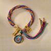 Cuerda de Mano Xizang Tejida a Mano Recurrente Cuerda de Mano Pequeña Pulsera Thangka Cuerda Thangka Dios de la Riqueza Madre Verde Zakilam