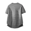 Camiseta de Punto Tipo Lino Lyocell de Manga Corta Verano Moderna Simple para el Trabajo Textura Rayas Camiseta para Hombre Elástica En Stock