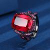 Outono e inverno novo Zhuang Shengsheng joias cobre banhado a ouro simulação rosa seco laço anel feminino pedra principal 12*16