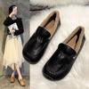 Zapatos Doudou Invierno 2026 Nuevos Zapatos de Mujer Otoño e Invierno Suela Suave Cómodos Planos de Cuero para Mamá Zapatos Cálidos de Algodón