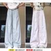 Pantalones de pierna ancha de seda helada con bordado de lazo azul para mujer, verano 2025, cintura alta, casual, para caminar, pantalones cortos Yamamoto