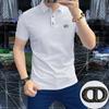 Moda a juego nueva playera polo de manga corta para hombre Algodón perla transpirable camiseta de media manga para hombre Verano 2024 guapo