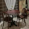 Mesa de Comedor de Nogal Negro Mesa y Sillas de Madera Maciza Americana Estilo Retro Mesa de Tienda de Agua de Azúcar Silla con Respaldo Curvo Simple y Moderna de Panadería