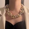 Collar de cadena de eslabones con diseño geométrico exagerado de estilo hip-hop punk transfronterizo, estilo informal de tiro callejero para mujer