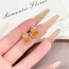 Nuevos Pendientes de Calabaza con Circonita Brillante de Color Degradado Estilo Chino para Mujer, Lujo Accesible de Nicho Pendientes Elegantes de Gama Alta, Pendientes Únicos y Hermosos