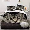 Ropa de cama Amazon transfronteriza de tres piezas impresión digital 3D animal gato perro sábana funda de edredón venta al por mayor de fábrica