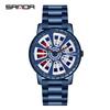 SANDA SANDA Novo 1054 Pulseira de Aço Relógio Masculino de Quartzo Tendência da Moda Personalizado Criativo Vazado Relógio de Pulso