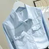 2026 Nueva Moda Versátil Camisa de Mezclilla Lavada de Manga Larga para Mujer, Corte Ajustado, Favorecedora, Top Versátil, Camisa Base de Moda