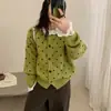 Cárdigan de Punto de Lunares Retro Chaqueta para Mujer Manga Larga Holgada Estilo Coreano Ropa de Abrigo Suéter Estilo Perezoso Ropa de Primavera y Otoño Top