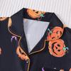 Comércio Exterior Transfronteiriço Novo Pijama Feminino Europeu e Americano Halloween Estampado Lapela Manga Curta Shorts Conjunto Europeu e Americano para Usar em Casa