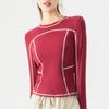 Marca Grande Otoño Nueva Marca de Moda Mismo Estilo Costuras Visibles Deportiva Manga Larga Mujer Corte Delgado Ropa Interior Camiseta de Moda Top Adelgazante para Yoga