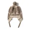 100% Cachemira Otoño e Invierno 2025 Nuevo Sombrero de Punto Casual Cálido y de Moda para Mujer, Bloques de Color Elegantes, Bola de Pelo de Ciervo