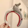 Faixa de Cabelo de Desenho Animado Fofa, Faixa de Cabeça Divertida de Dinossauro Carpa, Rosto de Tubarão Super Fofo para Lavar o Rosto e Tirar Fotos, Acessórios de Cabelo para Performance para Adultos e Crianças
