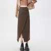 Saia de Veludo Cotelê Irregular para Mulheres, Nova Saia Casual Plissada de Comprimento Médio Emagrecedora para Outono e Inverno