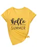Hola Verano Amazon Deseos Sitio Independiente Casual Versátil Cómoda Camiseta de Manga Corta con Cuello en V para Mujer Camiseta Base