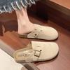 Chinelos Birkenstock para Mulheres Atacado Nova Coleção Primavera e Verão Retro Bico Fechado Meia-Chinelos para Uso Externo Planos Slip-On Sapatos Preguiçosos