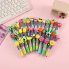 Caneta Esferográfica Mini de Quatro Cores em Formato de Personagem de Desenho da Série Frutas, Ferramenta de Aprendizagem Retrátil Multicolorida Portátil para Estudantes