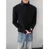 Sudadera de Forro Polar Negra para Hombre con Cuello Medio Alto y Media Cremallera, Camiseta de Manga Larga, Capa Base Deportiva Cálida para Primavera y Otoño
