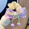 Scrunchie Flor Tulipa Doce Novo Estilo Coreano com Toque de Luxo, Elástico de Cabelo Elegante para Rabos de Cavalo Altos