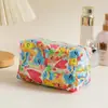 Nova Bolsa de Maquiagem Acolchoada Floral Feminina Necessaire de Viagem Portátil Bolsa de Armazenamento para Cosméticos Batom Carteira