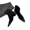 Botas de Cano Curto Quadradas com Salto Escondido Zíper Traseiro Moda Europeia e Americana Outono/Inverno 2026 Botas de Camurça
