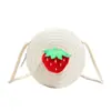 Nova Bolsa Infantil, Bolsa Transversal Pequena Redonda Fofa para Bebê, Bolsa de Palha Crochê para Praia, Mini Carteira de Moedas de Fruta Morango