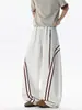 Pantalones Casuales Rayados Retro Americanos Unisex Nicho Moda Calle Alta Marca Deportivos Pantalones de Chándal Estilo Rectos Pierna Ancha