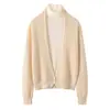 Cárdigan de cachemira falso de dos piezas para mujer con cuello superpuesto, corte holgado, suéter de punto versátil, camiseta base de punto elegante de cuello alto