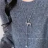 Colar de Franjas Pônei Prata, Alto Padrão, Requintado e Versátil, Moda de Nicho, Design Único, Colar Corrente para Suéter