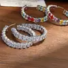 Pendientes Llamativos con Circonita en Forma de Huevo, Aros en Forma de C, Estilo Perezoso de Alta Gama, Aros Grandes Multicolores con Múltiples Gemas, con una Atmósfera Evocadora