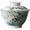 Tazón Cubierto Antiguo de un Año Frío Tres Amigos Tazón de Té Individual de Cerámica con Tapa Hogareño Set de Té Kung Fu Tazón de Té Grande de Dos Talentos