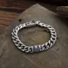 Pulseira Cubana de Prata Esterlina 925 Colar de Diamante Masculino Pulseira Hip-Hop Simples Tendência Retrô Masculina para Namorado Atacado
