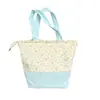Bolsa de Almoço Artística e Fofa Estilo Coreano para Estudantes e Trabalhadores de Escritório, Bolsa Tote de Lona com Patchwork Floral de Grande Capacidade para Mulheres