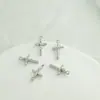 Colgante chapado exquisito retro con diamante y diamante cruz tridimensional de doble cara rosa colgante de collar pendientes pendientes DIY