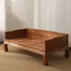 Cama Luohan Toda em Madeira Maciça, Escultura de Elefante em Madeira de Ulmeiro Antigo, Cama Luohan Antiga com Encaixe e Espiga Estilo Chinês Novo, Cama Sofá, Conjunto de Três Peças