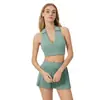 Conjunto de Ropa de Yoga para Entrenamiento Profesional de Mujer, Sujetador Deportivo con Cuello Polo, Secado Rápido, Transpirable, para Fitness, Tenis, Falda Plisada