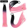 Pelucas Trenzadas de Colores Estilo Europeo y Americano, Coletas de Color Degradado, Trenzas de Espiga de Celebridades de Internet, Trenzas de Boxeadora de Tres Hebras para Discoteca