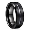 Anillo Sencillo Versátil Personalizado Transfronterizo Europeo y Americano de Acero Inoxidable 8mm Ranura Única Doble Cara Mate Moda Anillo al por Mayor para Hombres