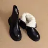 Botas de nieve para mujer, nuevo estilo de invierno 2026, cálidas del noreste, forradas de felpa gruesa, cuero suave, suela gruesa, punta redonda, botas estilo Martin forradas de felpa