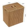 Cesta de Almacenamiento, Cesta para Ropa Sucia, Cesta de Mimbre Tejido para Ropa Sucia con Tapa, Caja Grande de Almacenamiento para Artículos Varios, Cesta Tejida de Plástico