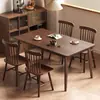 Mesa de comedor y juego de sillas de madera maciza para el hogar, apartamento pequeño, color nogal nórdico, minimalista moderno, mesa de comedor rectangular para restaurante